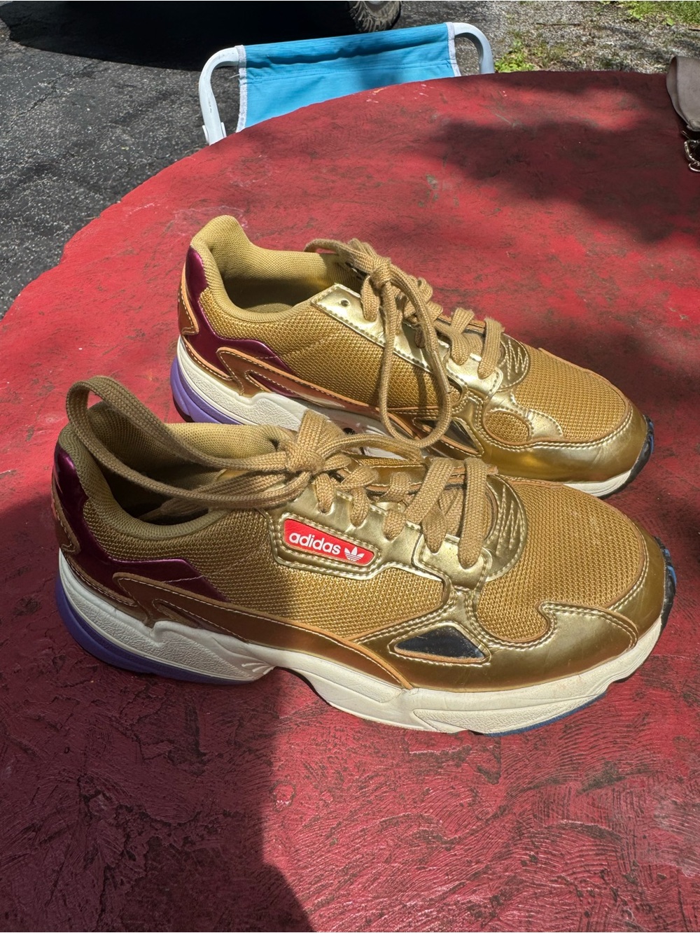 Adidas women’s Falcon 'Metallic Gold' size 7.5 worn once